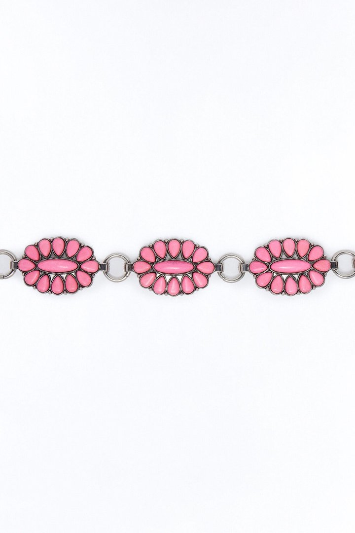 Bring Me Flowers Stone Chain Belt - Pink/combo