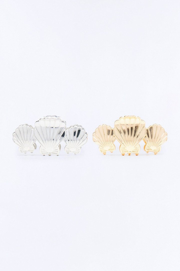 Seashell Treasure 2 Piece Hair Clip Set - Gold/combo