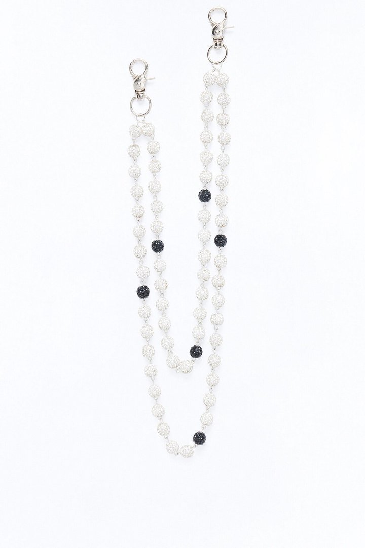 Iced Beaded Layered Pant Chain - Silver