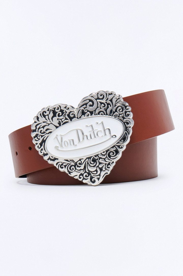 Von Dutch In Love Faux Leather Belt - Brown