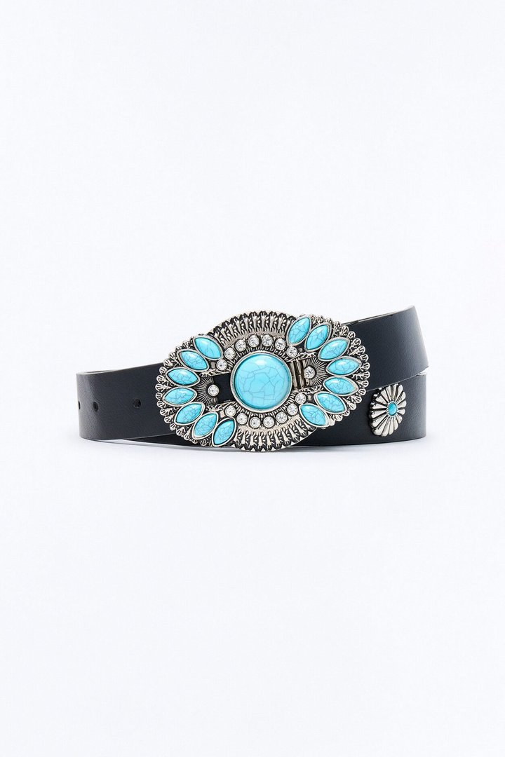 Wild West Faux Leather Turquoise Belt - Turquoise