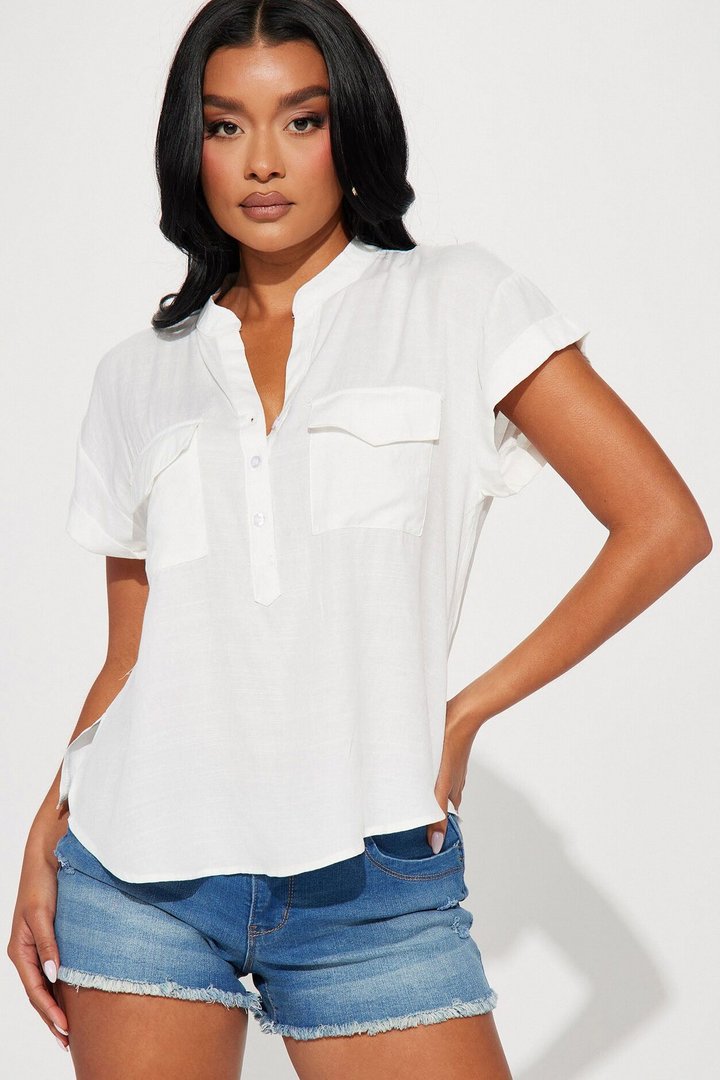 Always Carried Away Linen Top - Off White