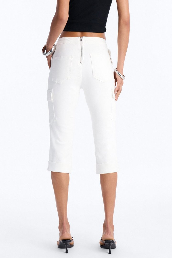 Lost Innocence Low Rise Belted Capri Jeans - White
