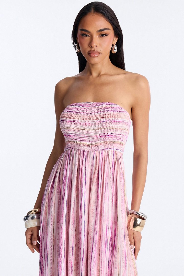Kayla Smocked Extreme Wide Leg Jumpsuit - Pink