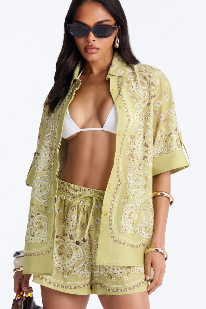 Daphne Paisley Short Set - Green