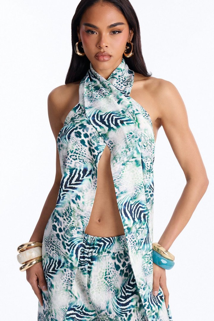Spot On Halter Pant Set - Green/combo