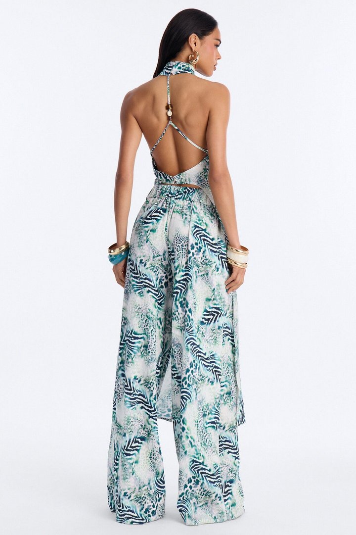 Spot On Halter Pant Set - Green/combo