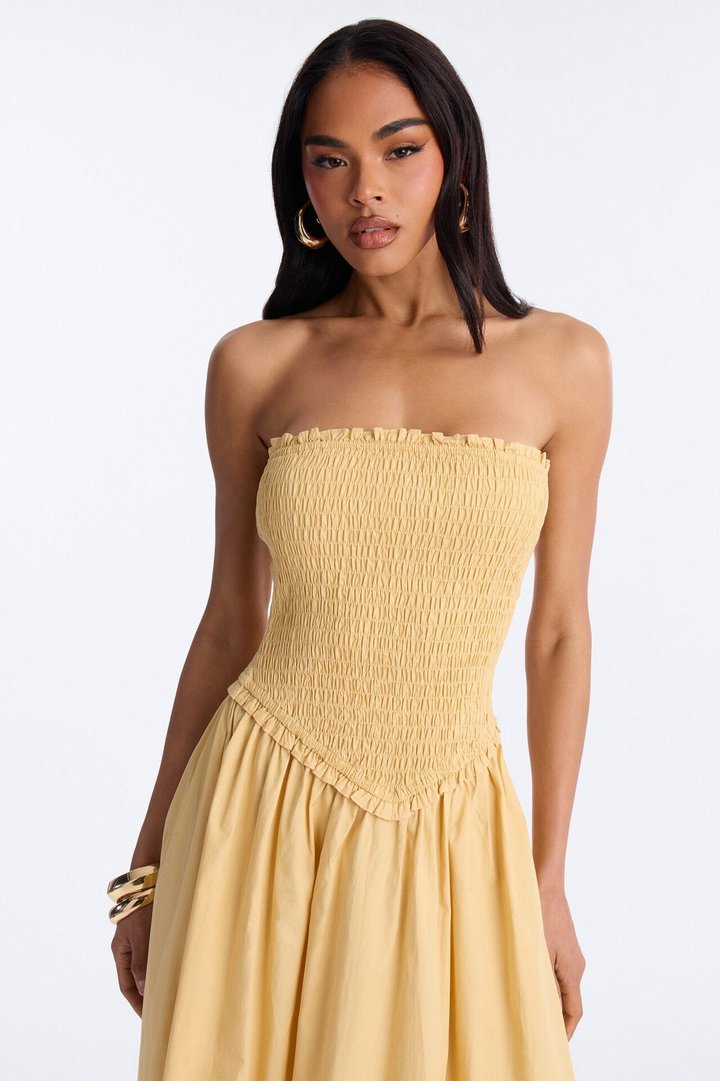 Keira Strapless Maxi Dress - Butter Yellow