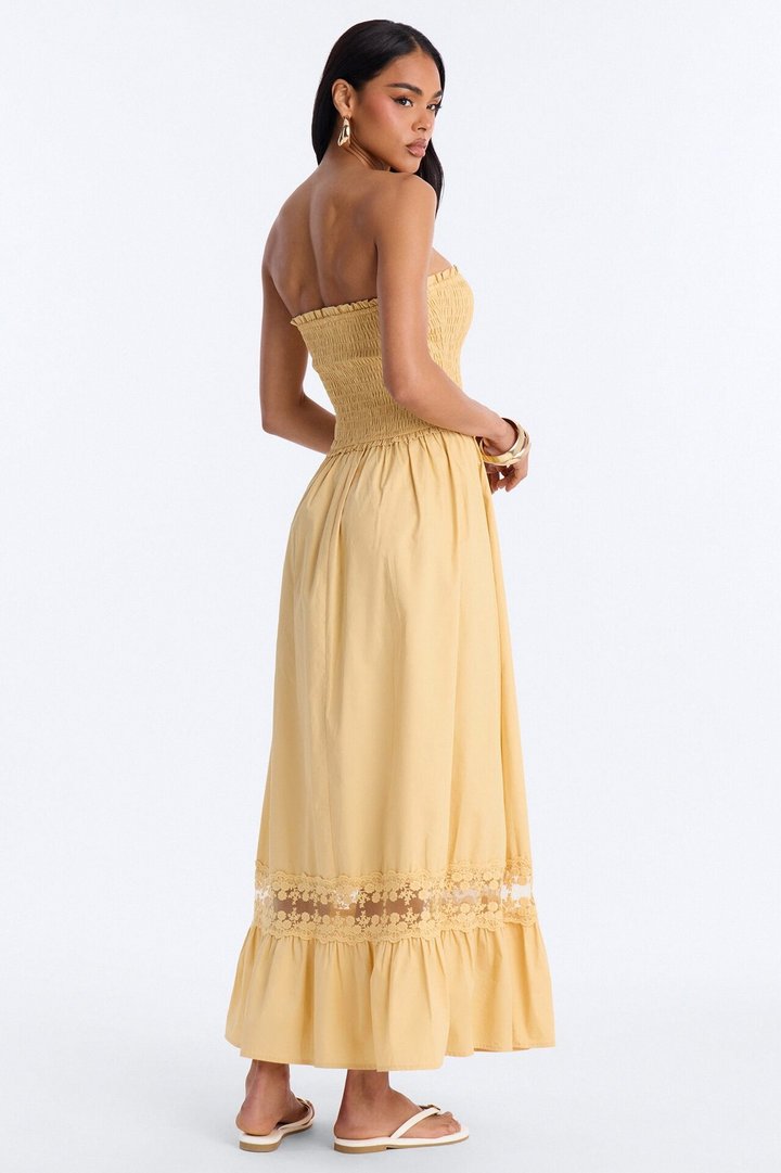 Keira Strapless Maxi Dress - Butter Yellow
