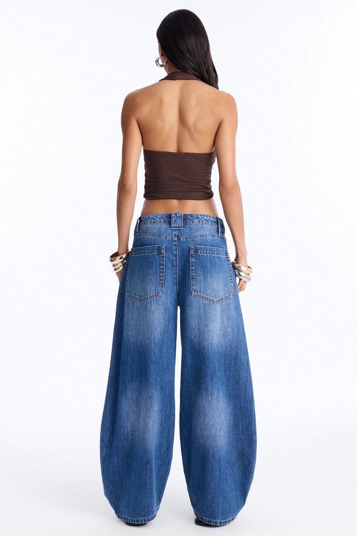 Torrance Loose Fit Stretch Barrel Jeans - Dark Wash
