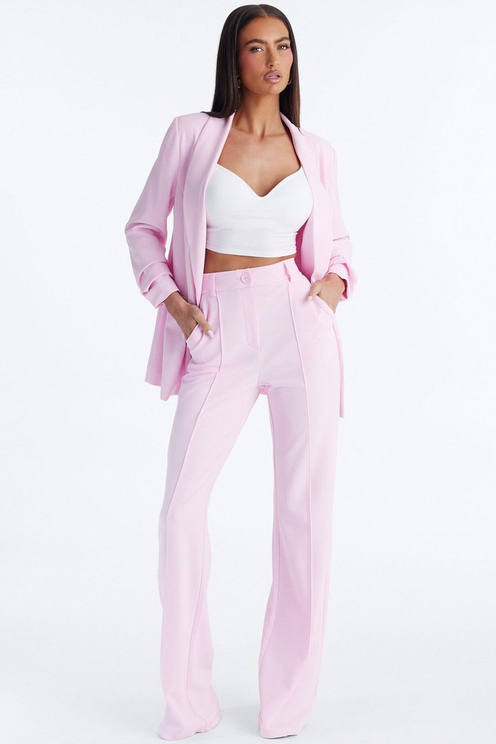 Heidi Wide Leg Trouser Pant - Light Pink