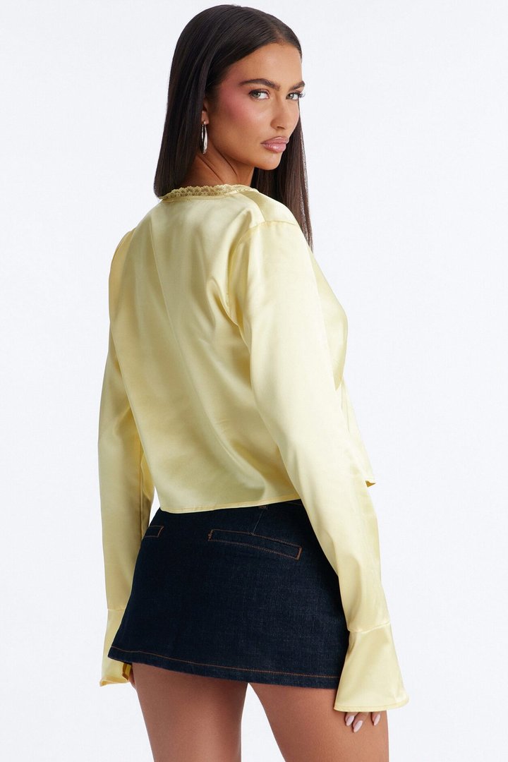 Gorgeously Beautiful Satin Top - Butter Yellow