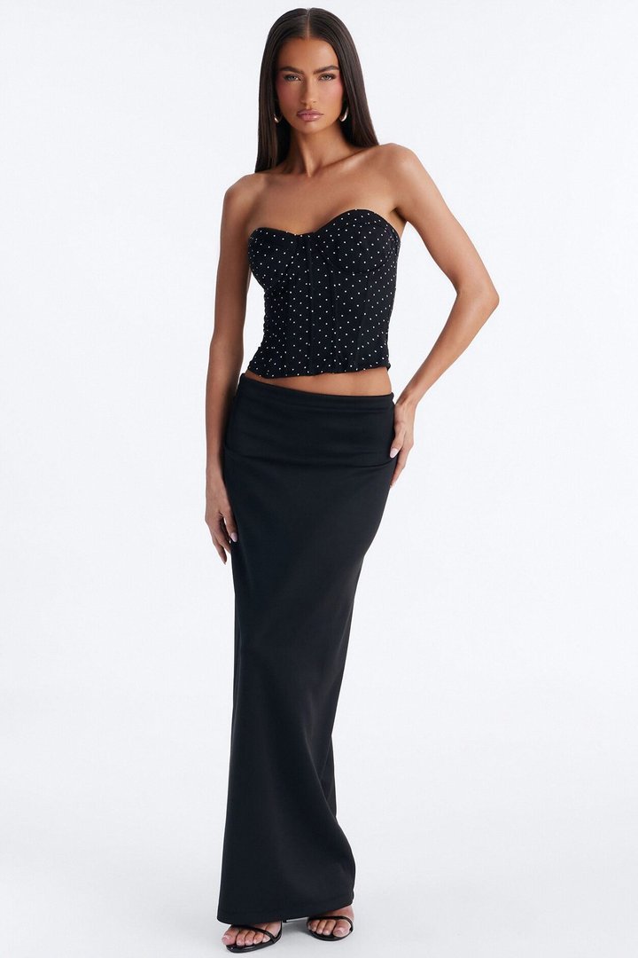 Just Girly Things Lace Up Polka Dot Corset - Black/combo