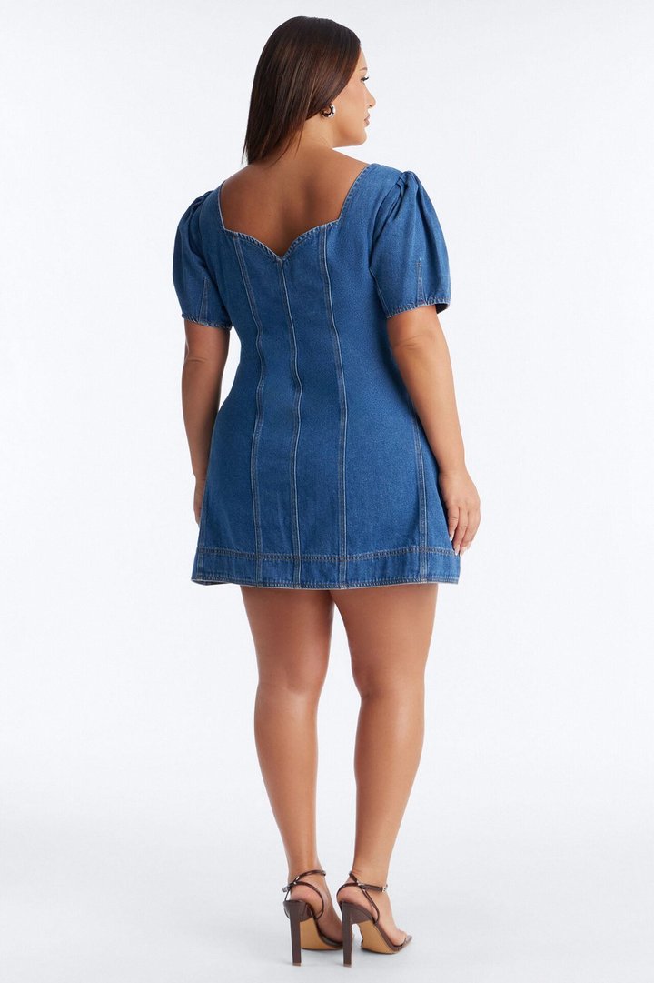 Everly Short Sleeve Denim Mini Dress - Denim