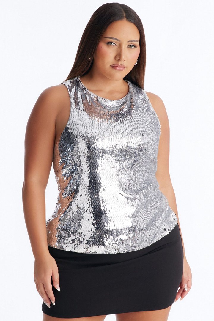 Under The Night Sky Sequin Top - Silver