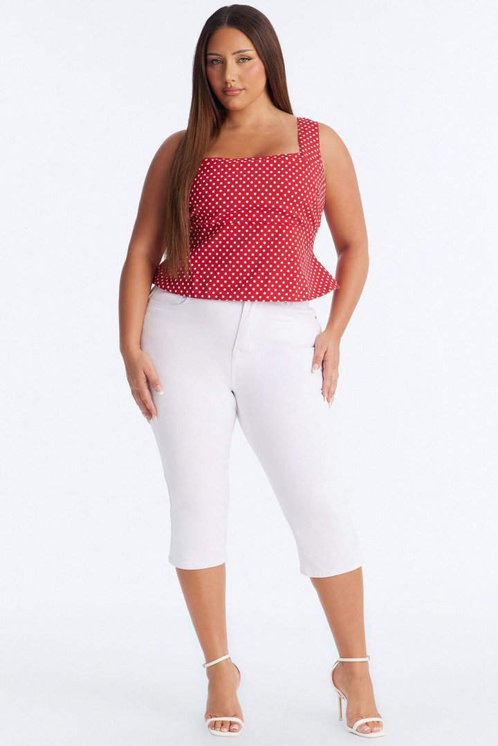 Make It Iconic Polka Dot Peplum Top - Red/combo