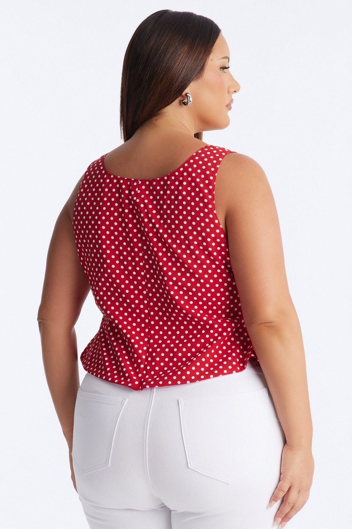 Make It Iconic Polka Dot Peplum Top - Red/combo