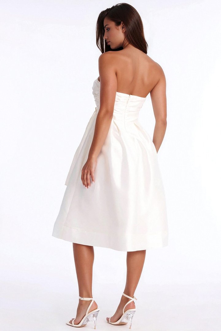 Iris Strapless Midi Dress - Cream