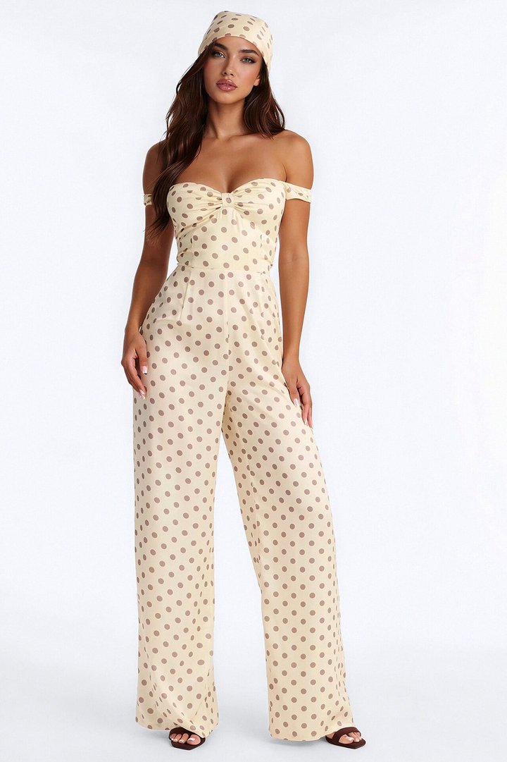 Carmela Head Scarf And Satin Jumpsuit - Yellow