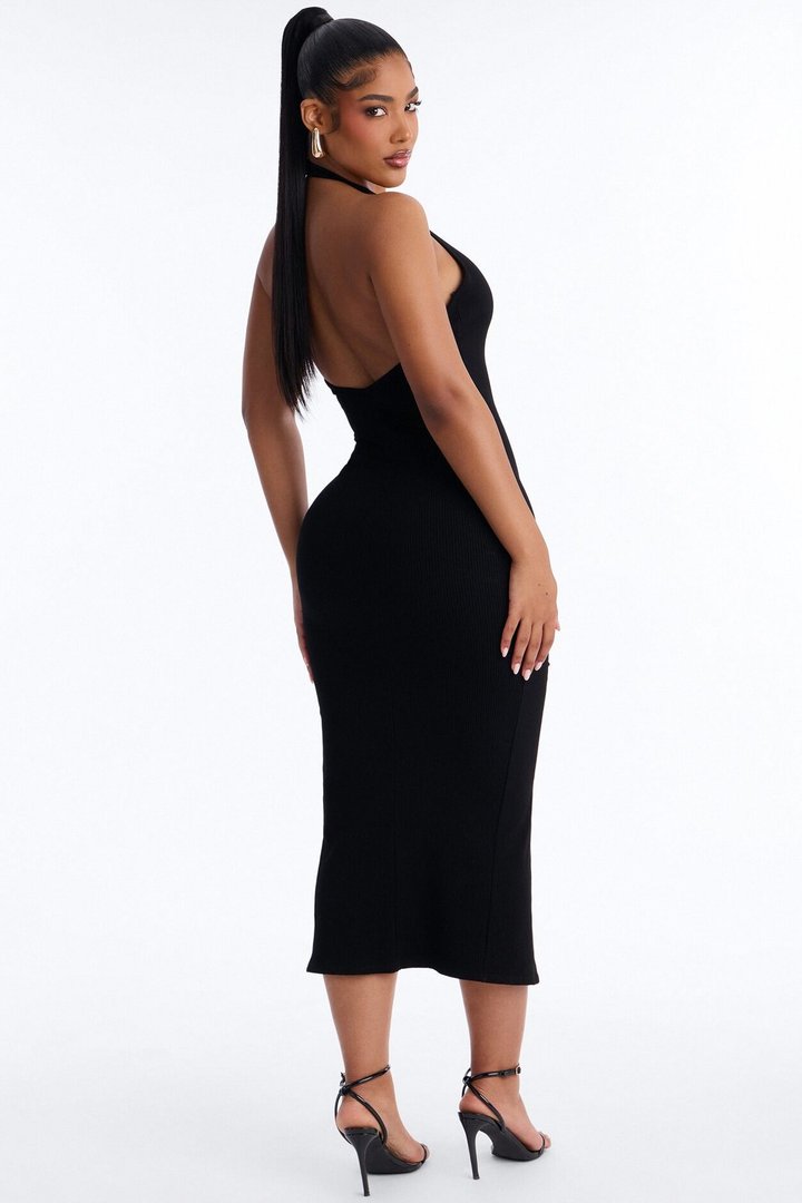 Lucia Zip Snatched Maxi Dress - Black