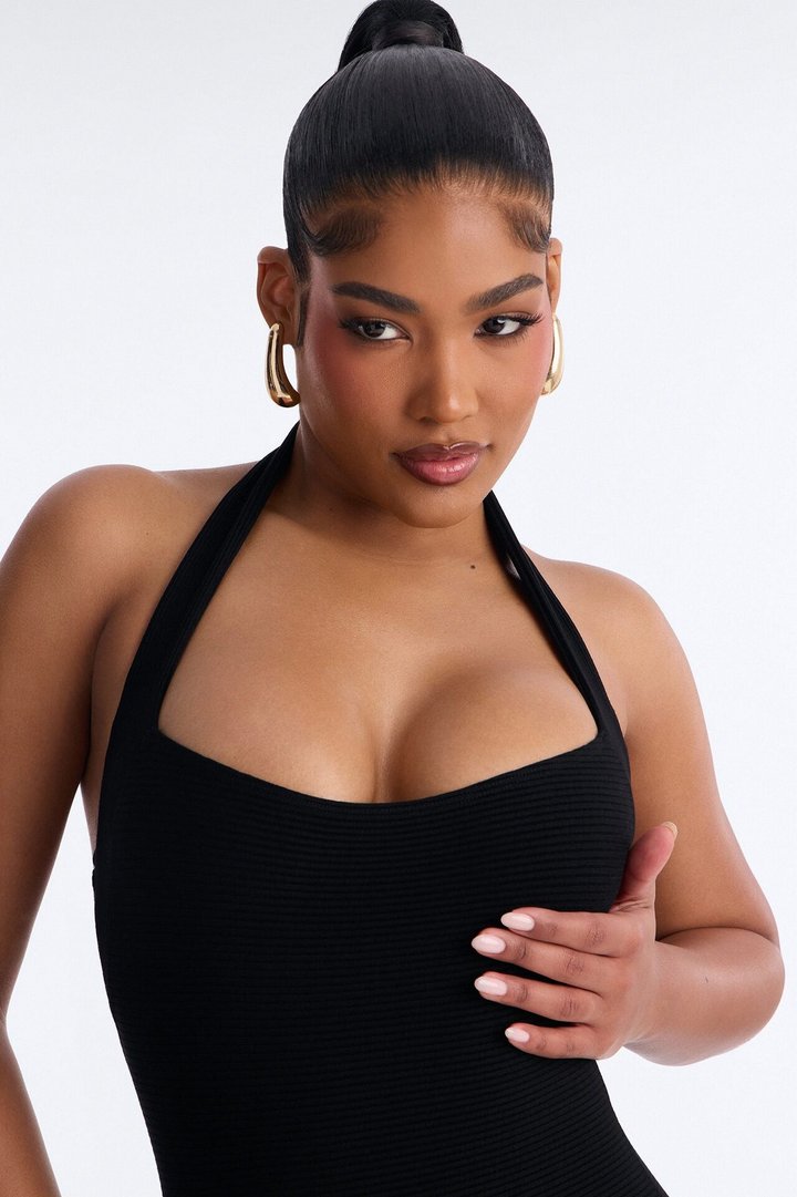 Camila Halter Snatched Mini Dress - Black