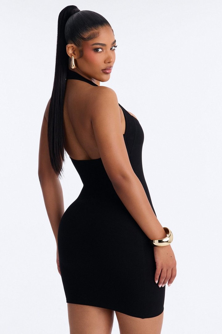 Camila Halter Snatched Mini Dress - Black