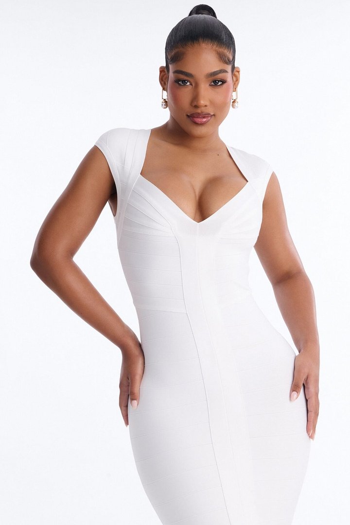 Kenna Bandage Midi Dress - White
