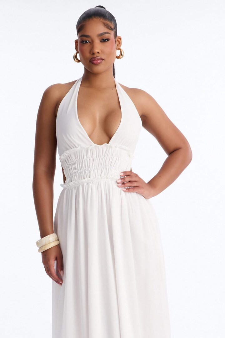 Lauryn Halter Chiffon Maxi Dress - White