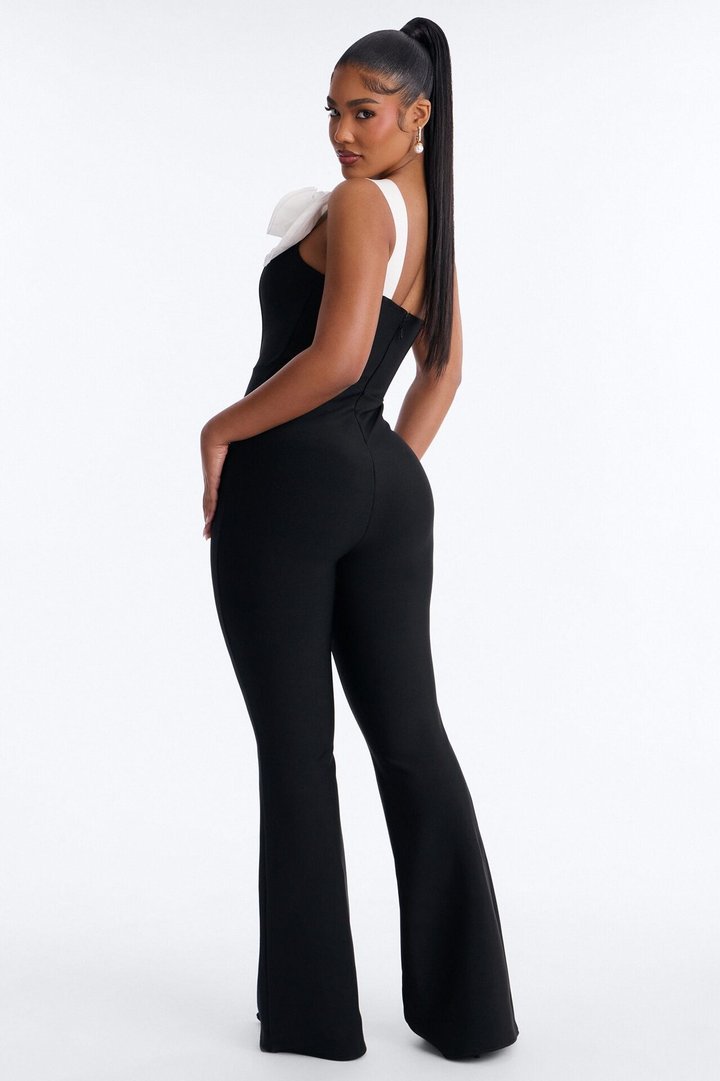 Fraya Bandage Flare Jumpsuit - Black