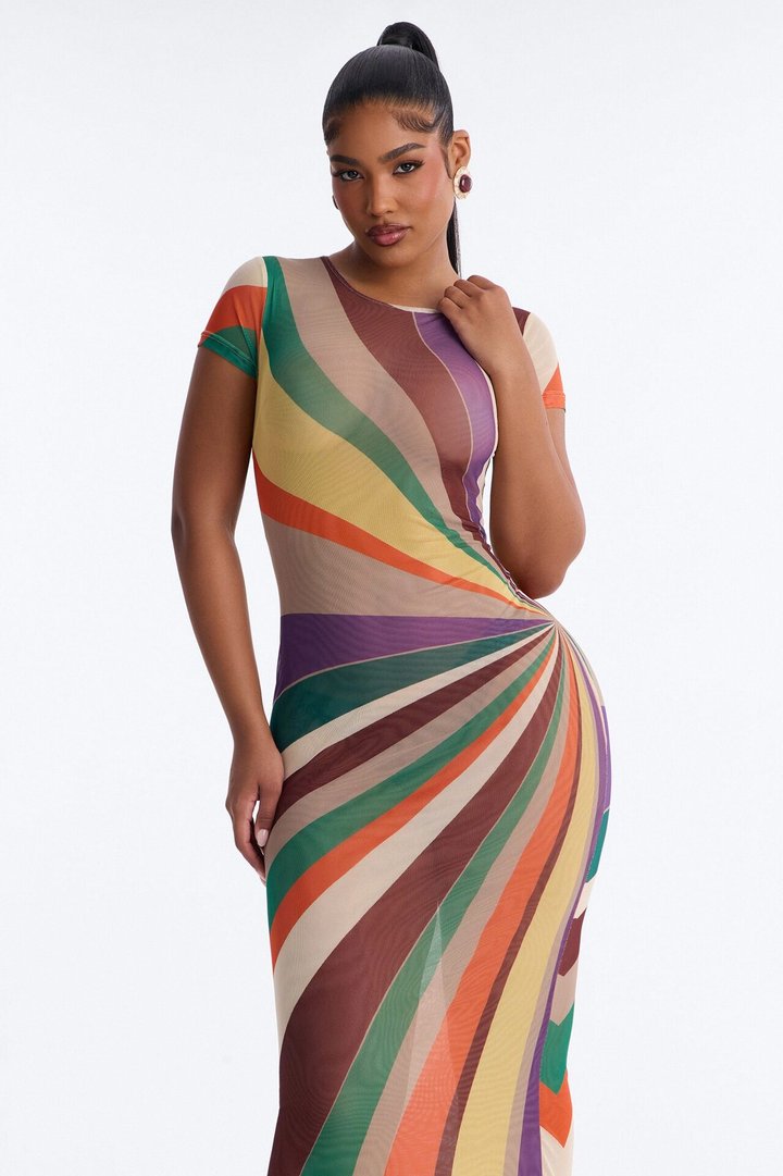 Poolside Babe Mesh Maxi Dress - MultiColor