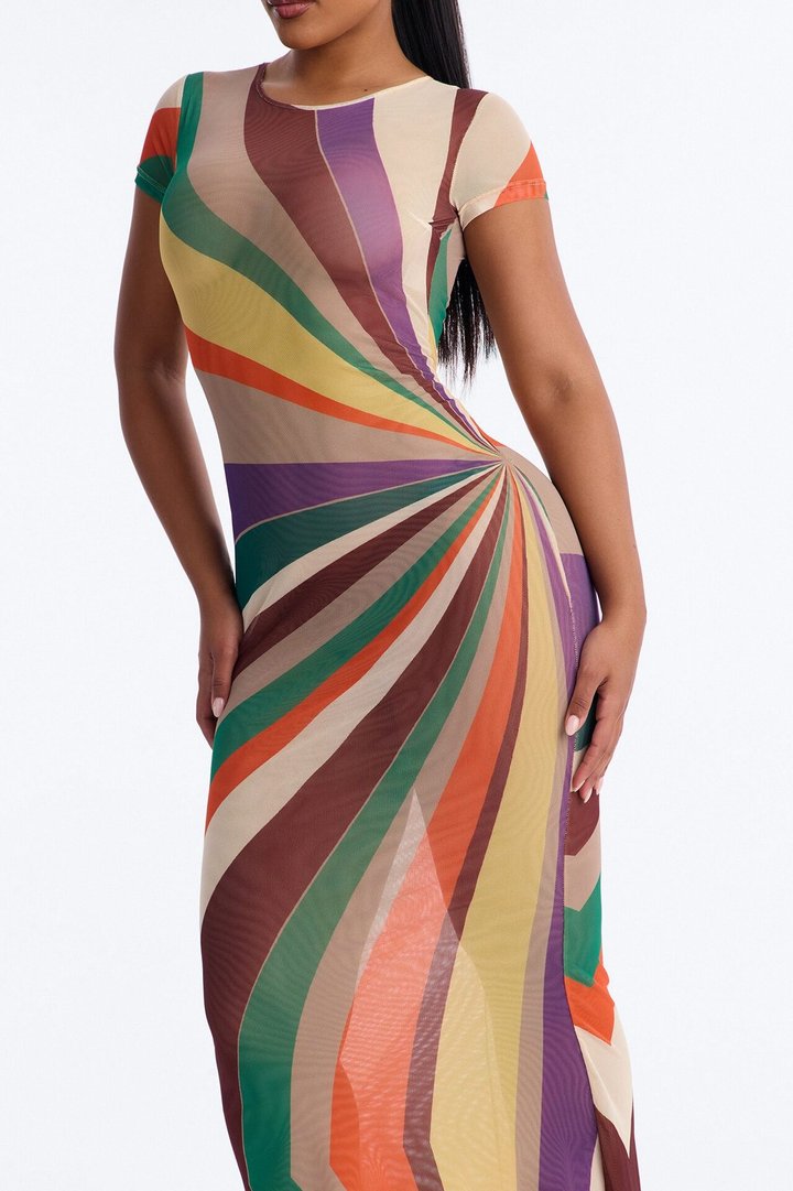 Poolside Babe Mesh Maxi Dress - MultiColor