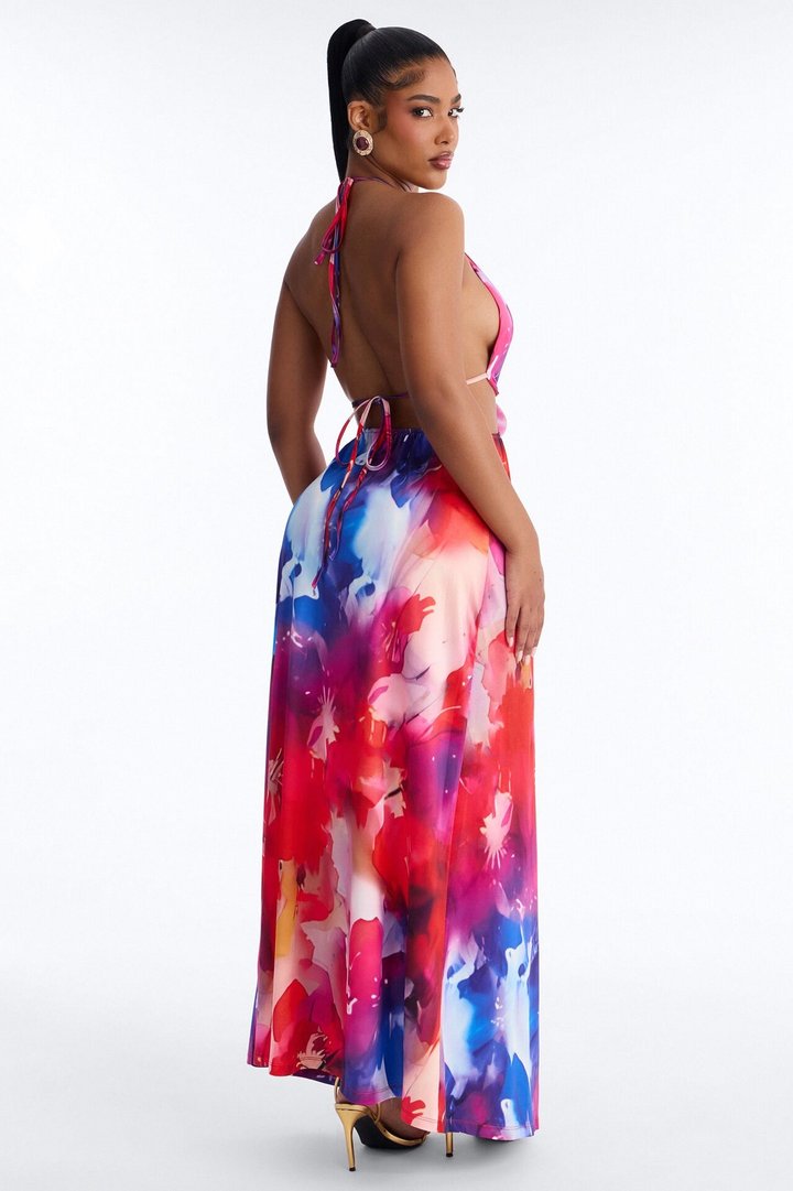 Pure Passion Cut Out Maxi Dress - Magenta/combo