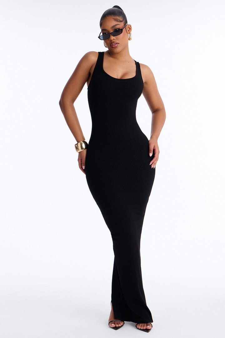 Clara Strappy Snatched Maxi Dress - Black