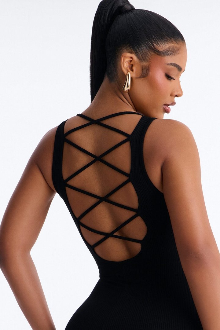 Clara Strappy Snatched Maxi Dress - Black