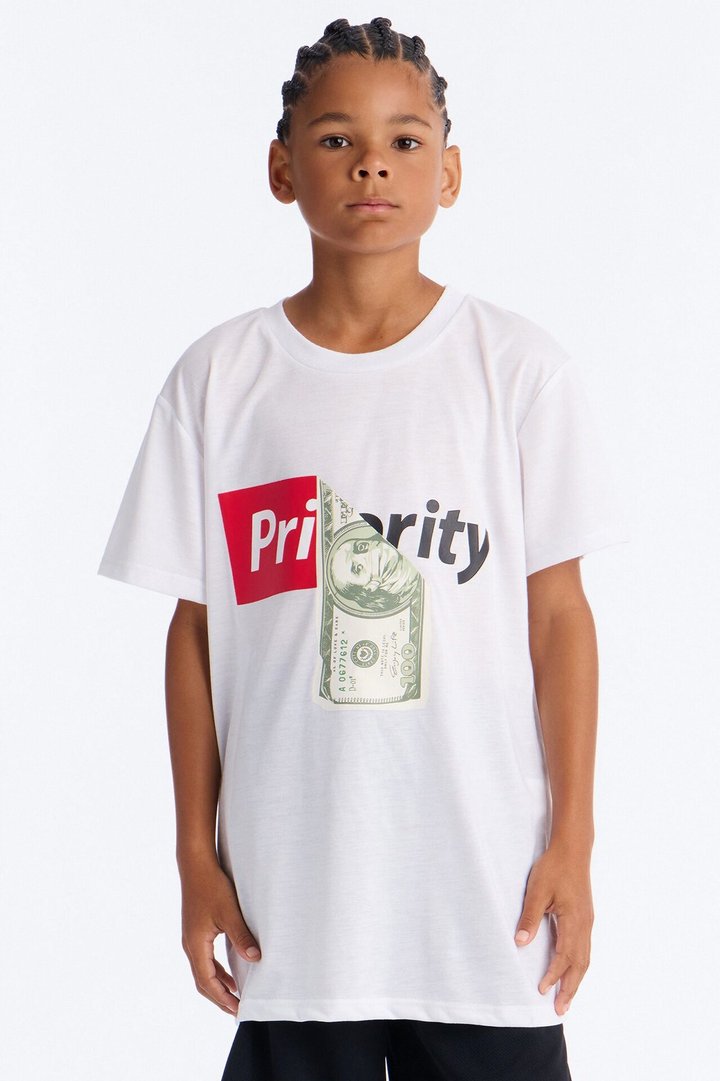 Mini Money Is My Priority Short Set - White/Black
