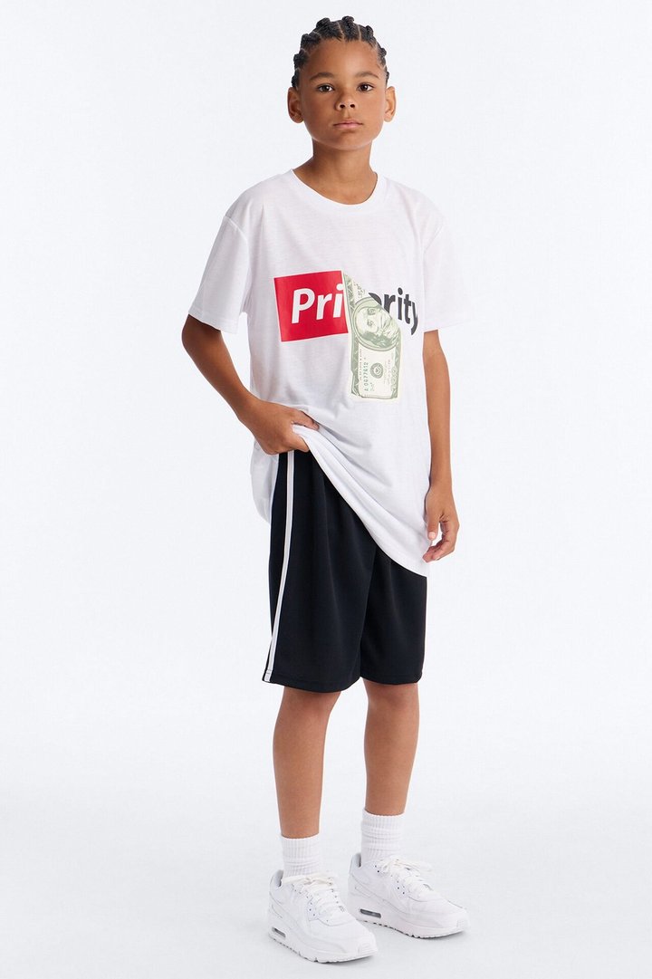 Mini Money Is My Priority Short Set - White/Black