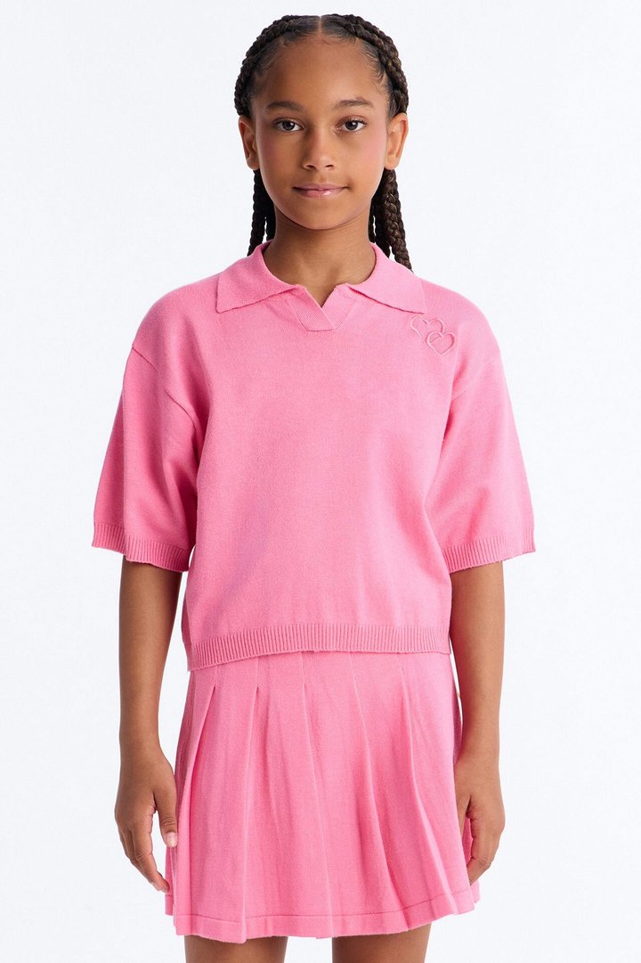 Mini Heartbeats In Harmony Pleated Mini Skirt Set - Pink