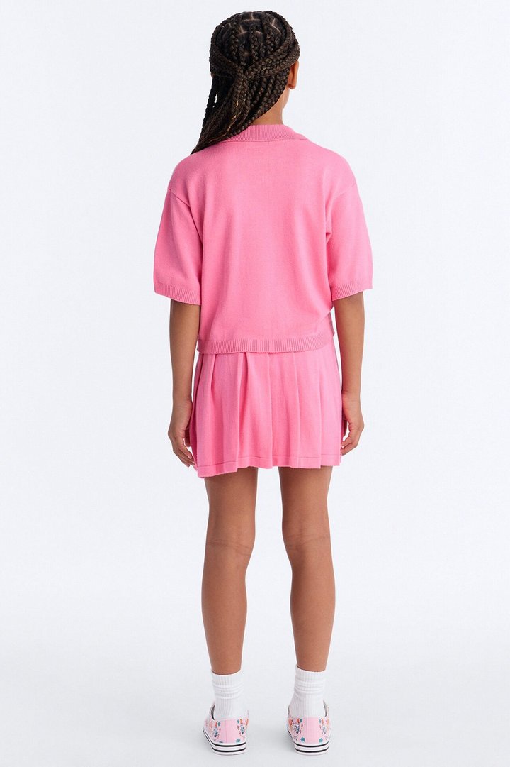 Mini Heartbeats In Harmony Pleated Mini Skirt Set - Pink