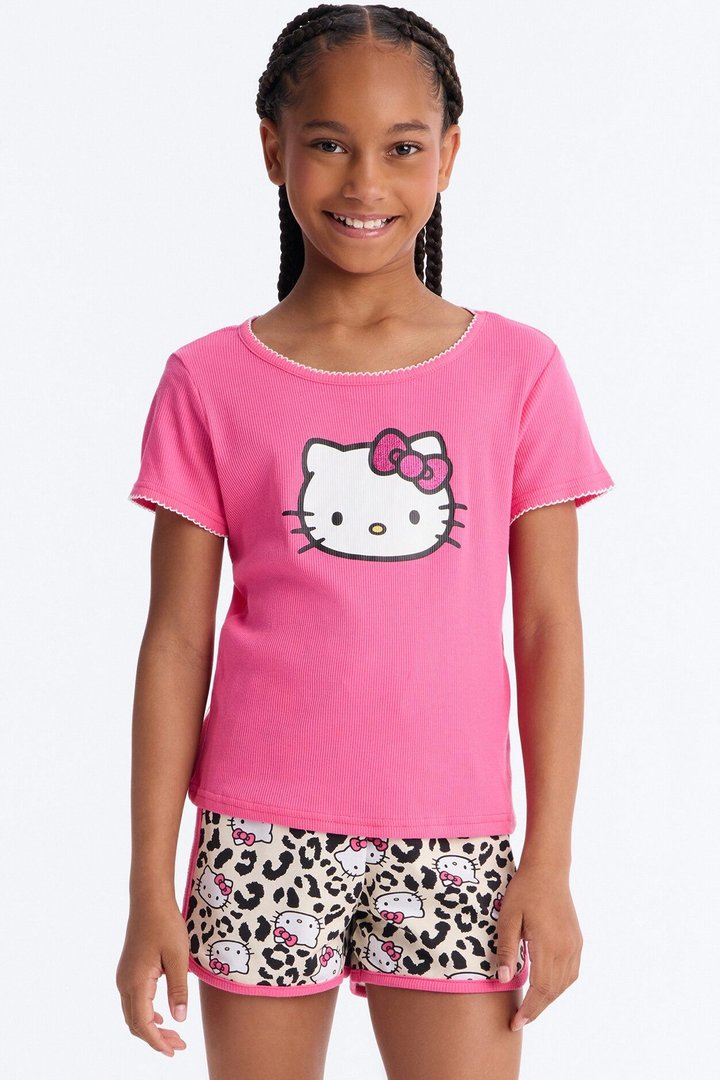 Mini Hello Kitty Shining Bright Short Set - Hot Pink/combo