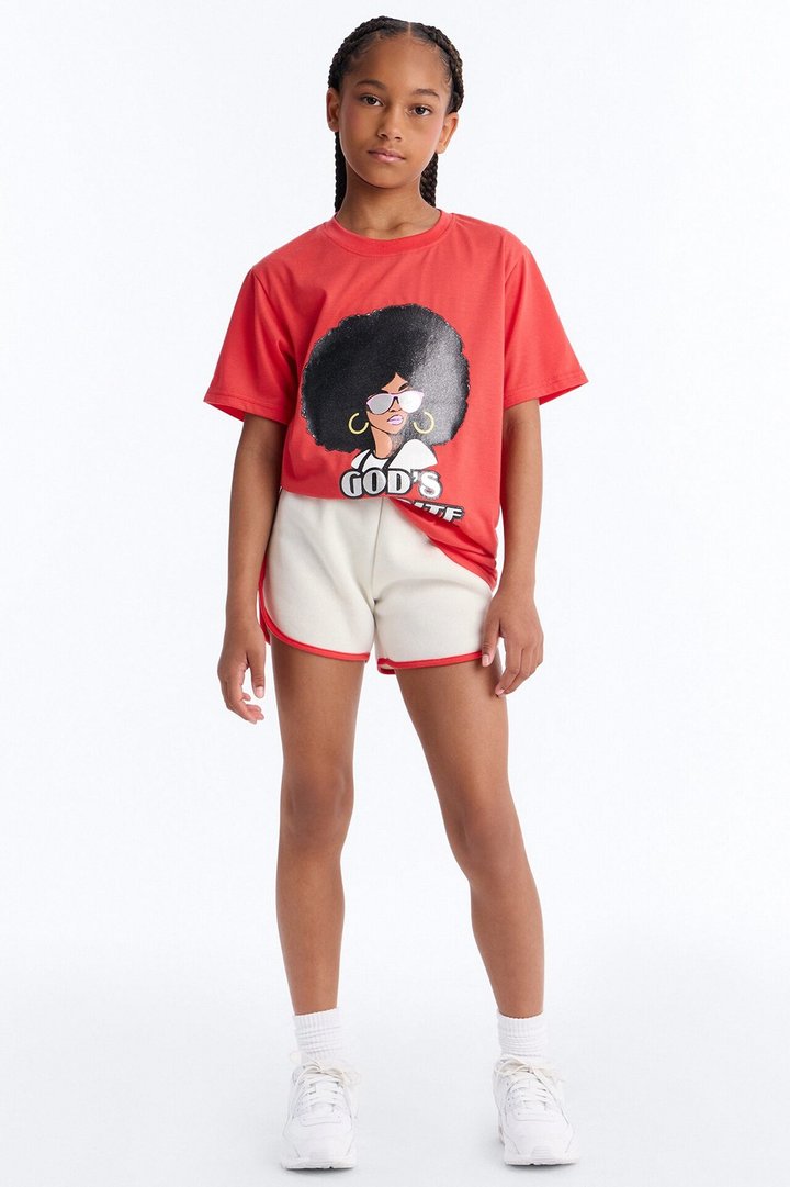 Mini Just Know I'm God's Favorite Short Set - Red/combo