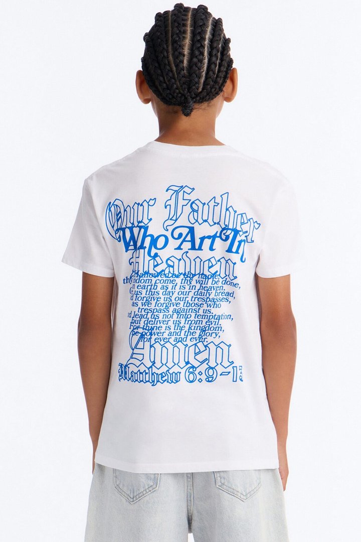 Mini Our Father Front/Back Short Sleeve Tee - White