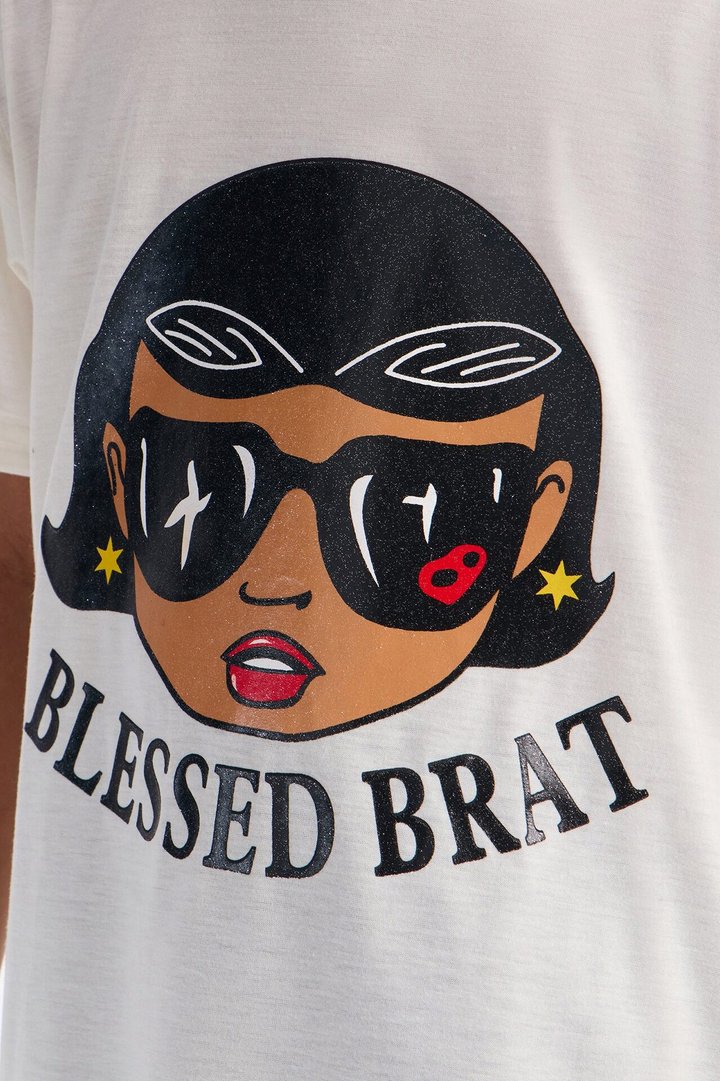 Mini Blessed Brat Short Set - White/Black