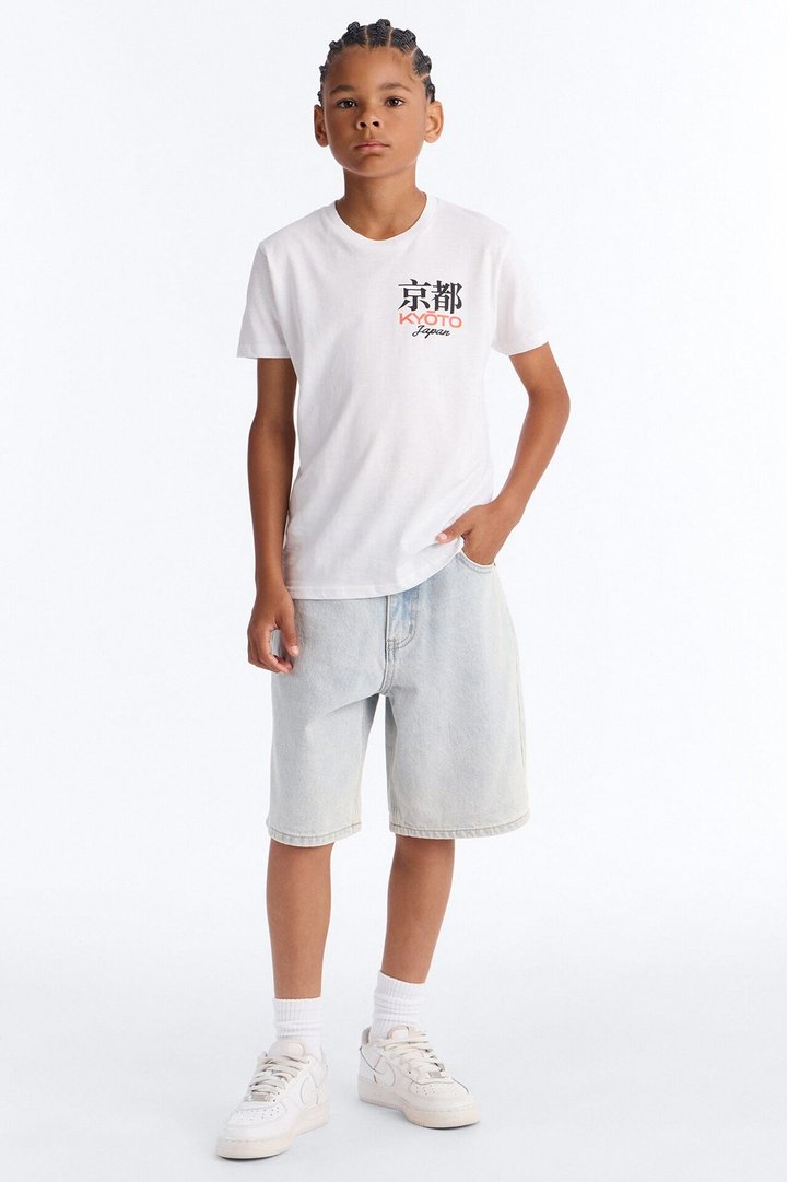 Mini Kyoto Short Sleeve Front/Back Tee - White