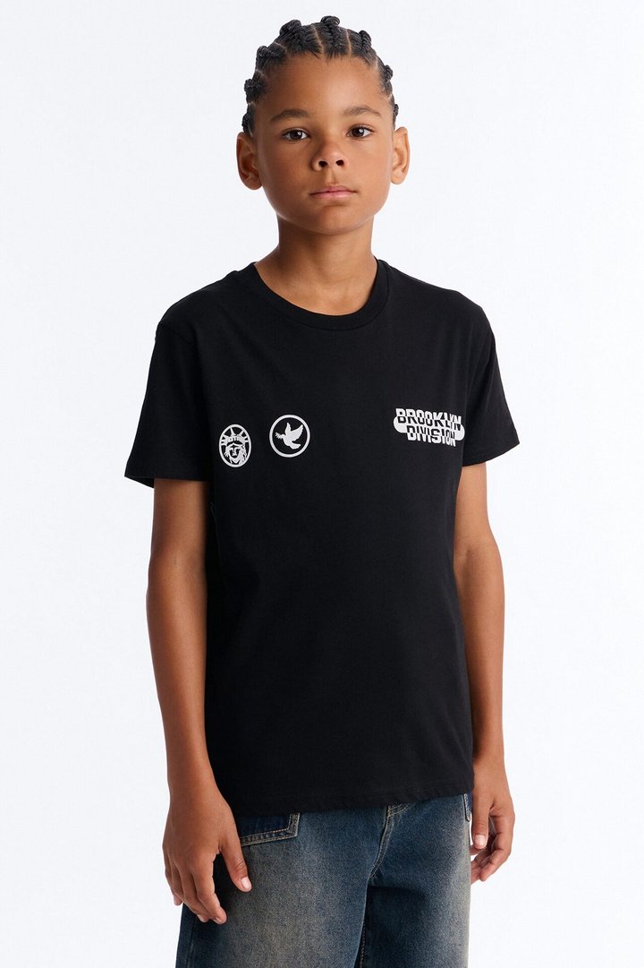Mini Brooklyn Division Short Sleeve Front/Back Tee - Black