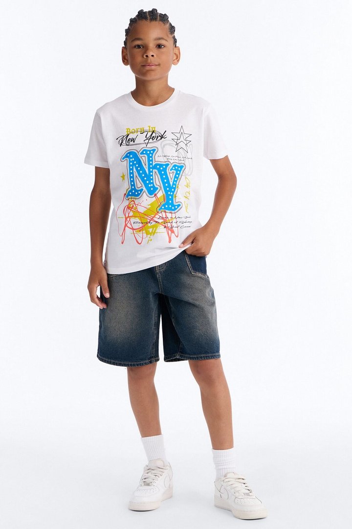 Mini Born In New York Short Sleeve Tee - White