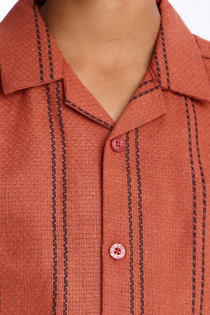 Mini Still The Best Striped Button Down Shirt - Coral