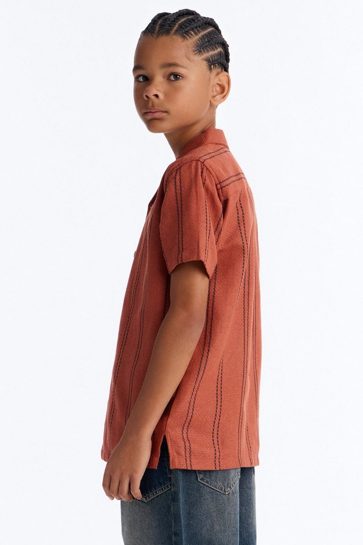Mini Still The Best Striped Button Down Shirt - Coral
