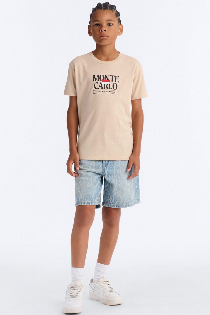Mini Monaco Vibe Short Sleeve Front/Back Tee - Sand