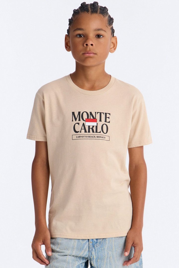 Mini Monaco Vibe Short Sleeve Front/Back Tee - Sand