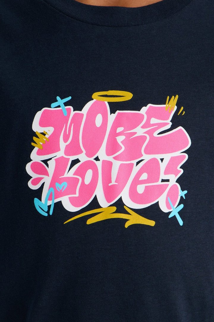 Mini More Love Short Sleeve Front/Back Tee - Navy